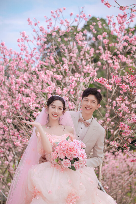 櫻花婚紗,中部婚紗景點推薦,台中婚紗景點推薦,花海婚紗照,櫻花鳥森林