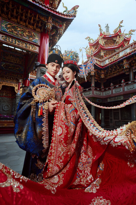 龍鳳褂,漢服婚紗,中國風婚紗,中式婚紗,竹林山觀音寺