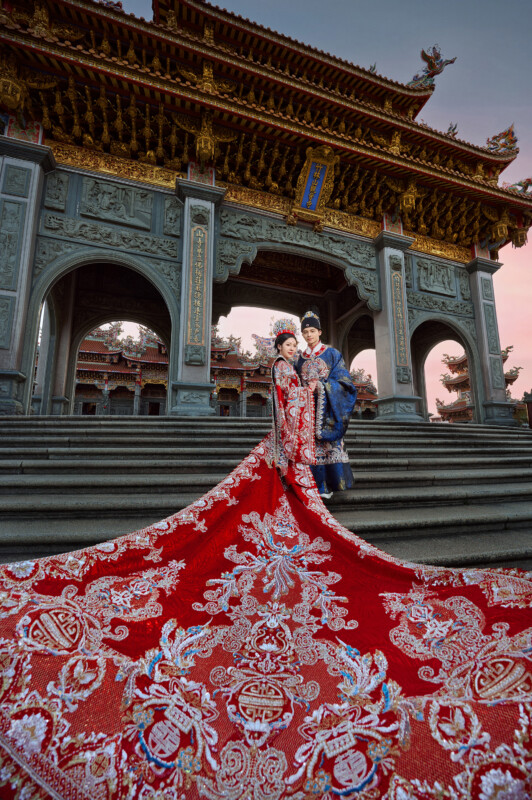 龍鳳褂,漢服婚紗,中國風婚紗,中式婚紗,竹林山觀音寺