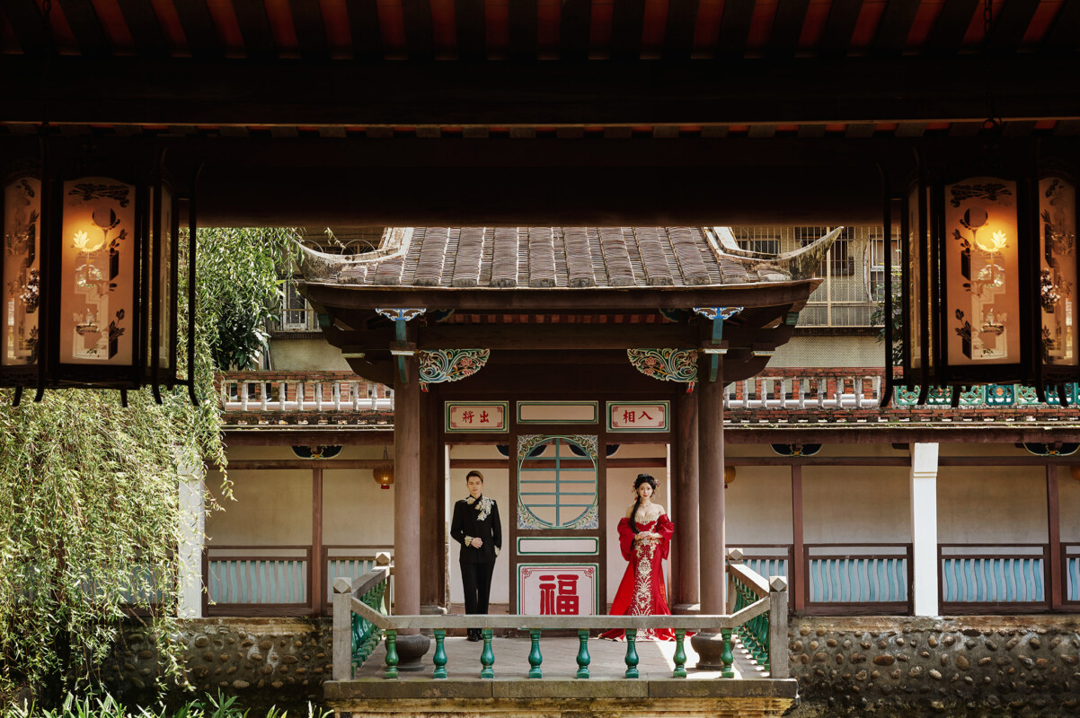 中式婚紗照,旗袍婚紗,台北婚紗景點,台北拍婚紗景點,林本源園邸