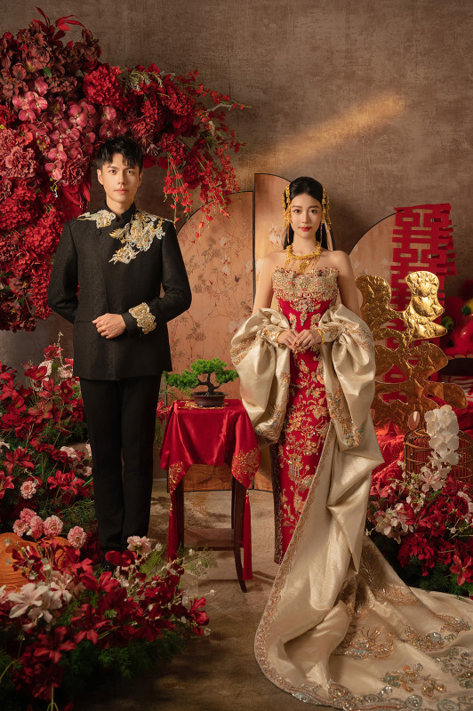 台中婚紗推薦,桃園婚紗推薦,中式婚紗,棚內婚紗照,華納婚紗攝影棚內