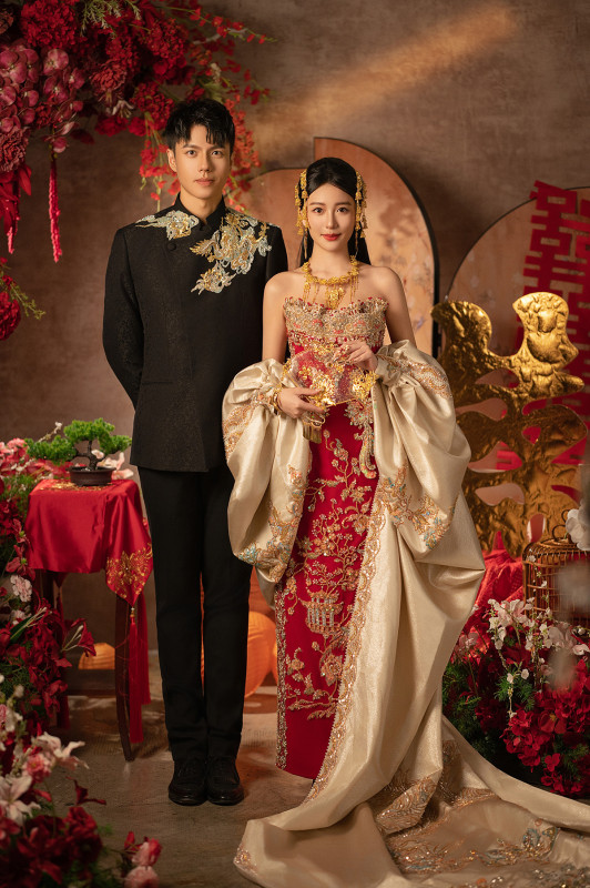 台中婚紗推薦,桃園婚紗推薦,中式婚紗,棚內婚紗照,華納婚紗攝影棚內